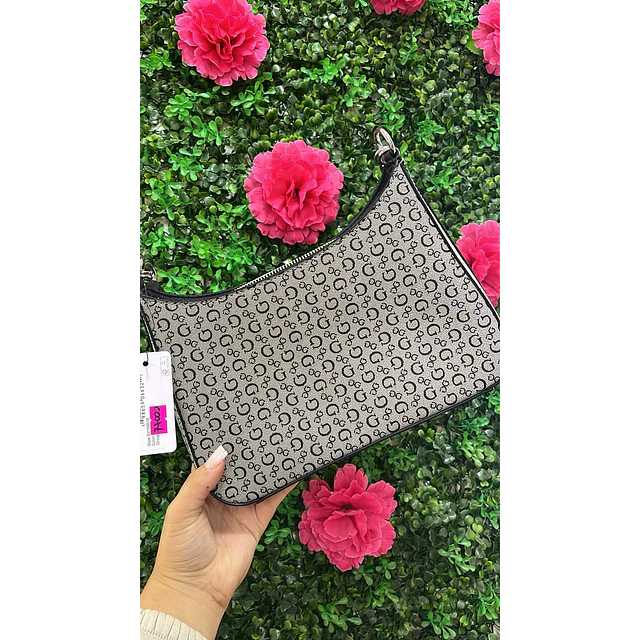 CARTERA DE HOMBRO GUESS GRIS C/NEGRO