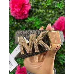 CINTURON MK REVERSIBLE CAFÉ LOGO MK BRILLANTE TALLA M