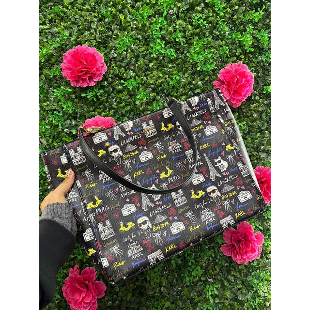 TOTE KARL NEGRO VARIOS DISEÑOS