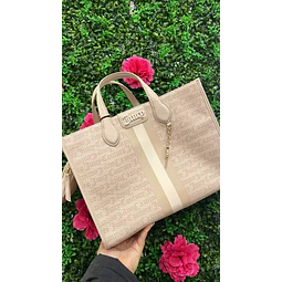 TOTE JUICY BEIGE/NUDE LINEA VERTICAL AL CENTRO