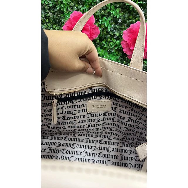 TOTE JUICY BEIGE/NUDE LINEA VERTICAL AL CENTRO