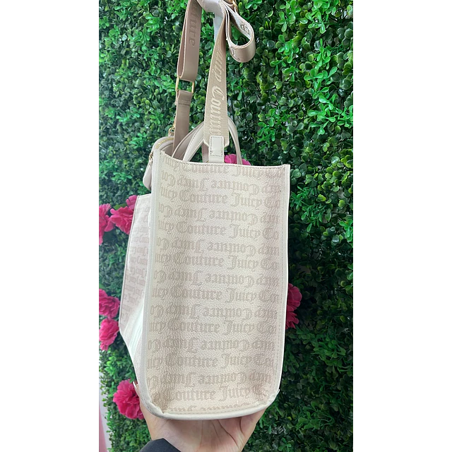 TOTE JUICY BEIGE/NUDE LINEA VERTICAL AL CENTRO