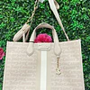 TOTE JUICY BEIGE/NUDE LINEA VERTICAL AL CENTRO