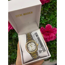 RELOJ STEVE MADDEN MUJER PLATEADO + DORADO + BRILLOS