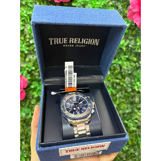 RELOJ HOMBRE TRUE PLATEADO CON AZUL