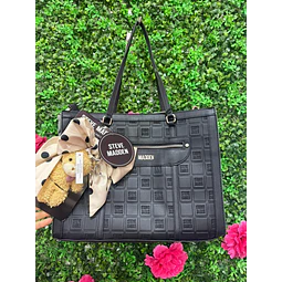TOTE STEVE MADDEN NEGRO + CROSSBODY / ESTUCHE DETALLE OSO + LAZO