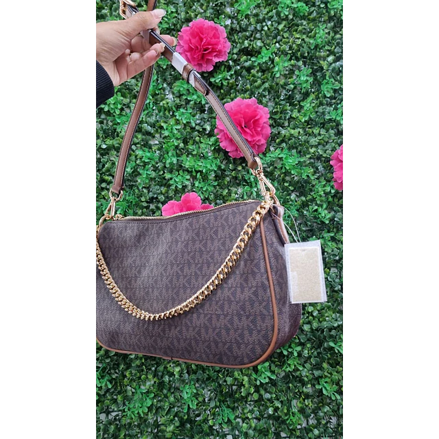 CARTERA MK CAFE CORREA LARGA + CORREA DE CADENA CORTA