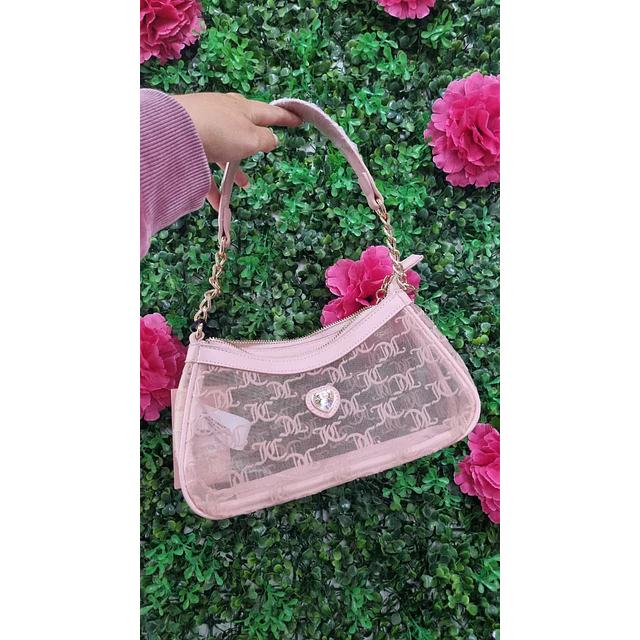 CARTERA DE HOMBRO JUICY ROSA TRANSPARENTE