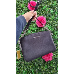 CROSSBODY MK RECTANGULAR NEGRO LISO (MODULO)