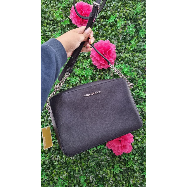CROSSBODY MK RECTANGULAR NEGRO LISO (MODULO)