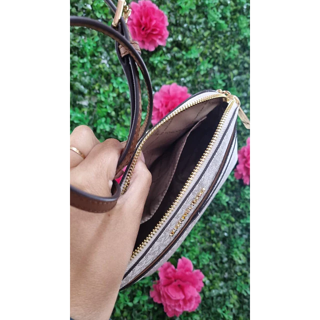 CROSSBODY MK OVALADO VAINILLA/CAFÉ (MODULO)