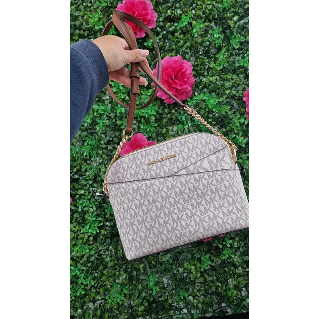CROSSBODY MK OVALADO VAINILLA/CAFÉ (MODULO)