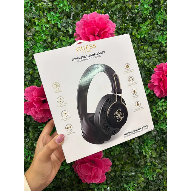 AUDIFONOS NEGROS GUESS LOGOS