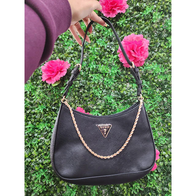 CARTERA DE HOMBRO GUESS LUNA NEGRA LISA