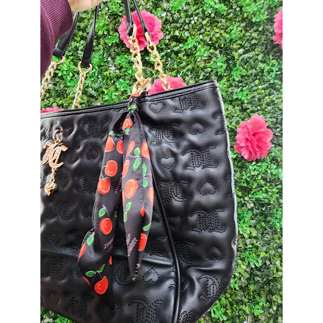 TOTE JUICY CADENAS NEGRO DETALLE LAZO CON CIERRE