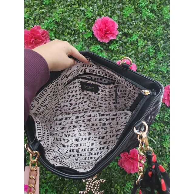 TOTE JUICY CADENAS NEGRO DETALLE LAZO CON CIERRE