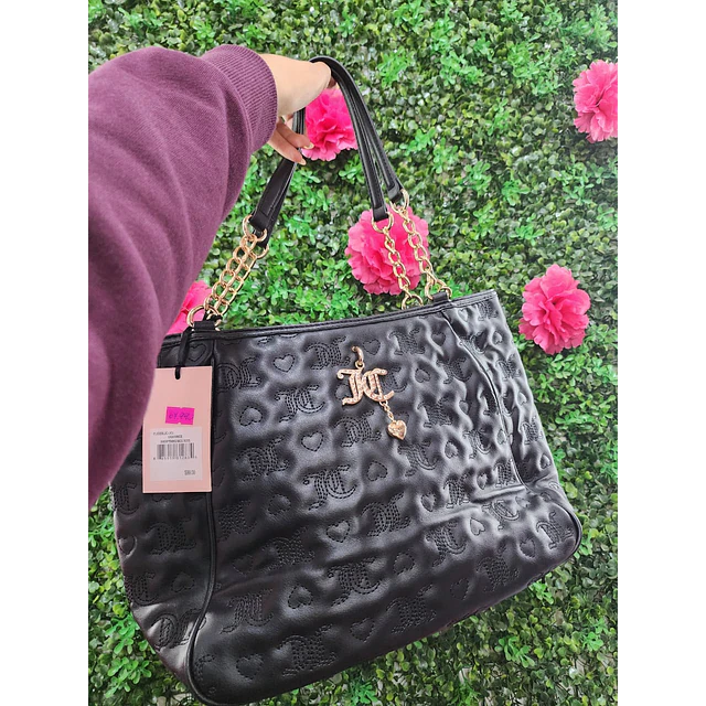 TOTE JUICY CADENAS NEGRO DETALLE LAZO CON CIERRE