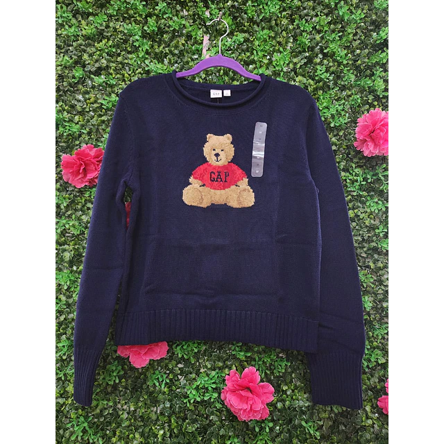 SWEATER GAP AZUL OSITO TALLA M