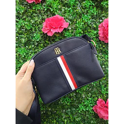 CROSSBODY TOMMY OVALADO AZUL LINEA VERTICAL BLANCA/ROJA