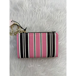 TARJETERO VS ROSA C/ NEGRO LINEAS BROCHE NUEVA COLECCIÓN