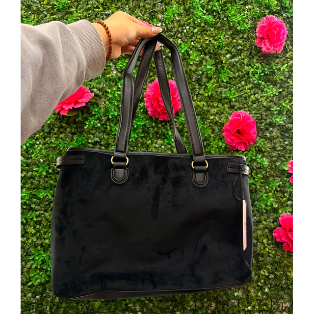 TOTE JUICY RECTANGULAR NEGRO GAMUZA