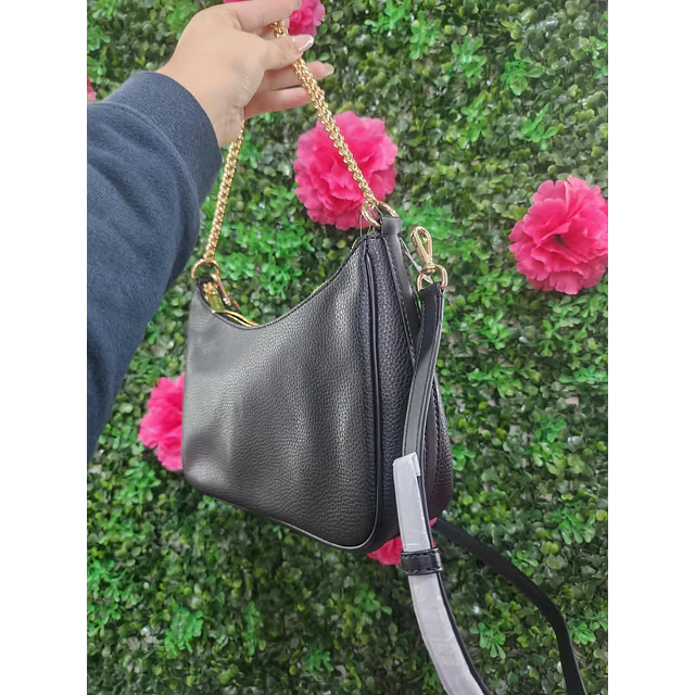CROSSBODY MK NEGRO LISO FORMA LUNA