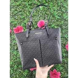 TOTE MK NEGRO MONOGRAMO 2 BOLSILLOS