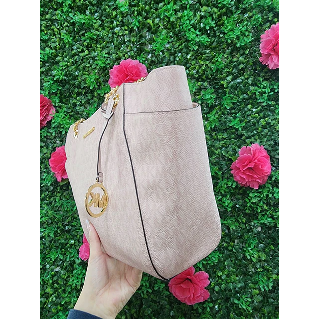 TOTE MK ROSADO MONOGRAMO FORMA DE BESO