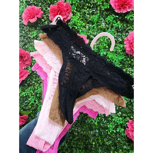 SET COLALES ENCAJE JUICY BRILLOS X5 - TALLA S