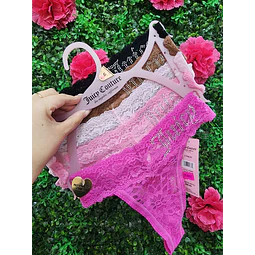 SET COLALES ENCAJE JUICY BRILLOS X5 - TALLA S