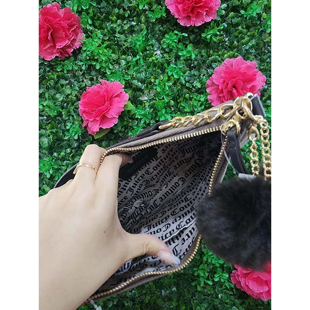 CARTERA DE HOMBRO JUICY CAFÉ POMPON