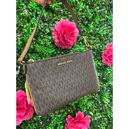 CARTERITA DE HOMBRO MK CAFÉ MONOGRAMO