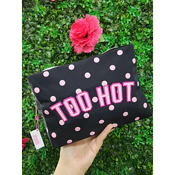 COSMETIQUERO PINK NEGRO LUNARES "TOO HOT" GRANDE
