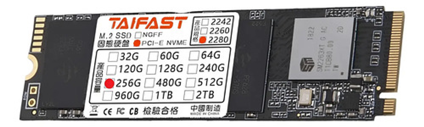 Disco Sólido Ssd M.2 Nmve Taifast De 256gb Pcie Tlc 1