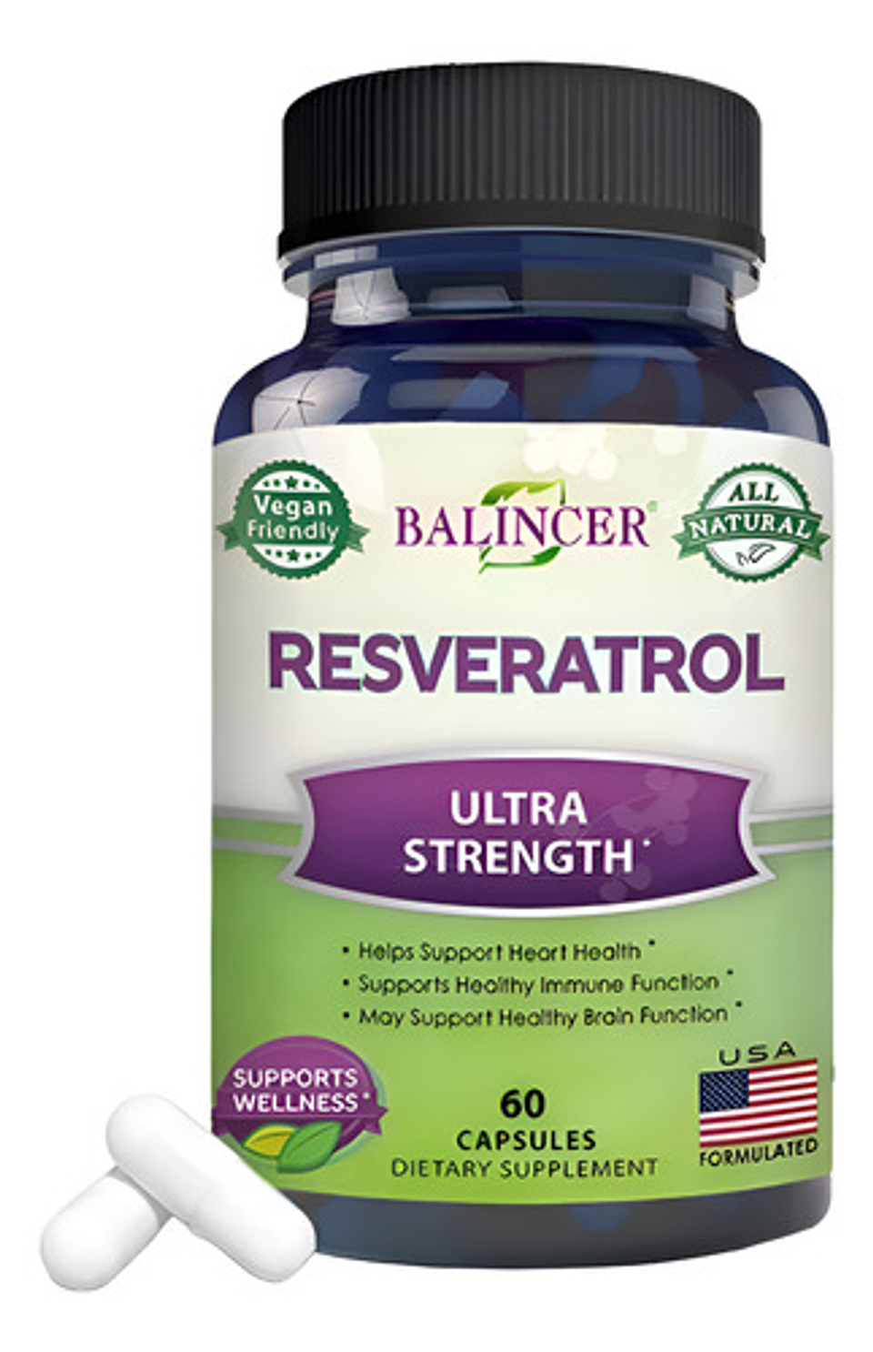 Resveratrol 1000mg Cardio-poder Antioxidante 60 Cápsulas 1