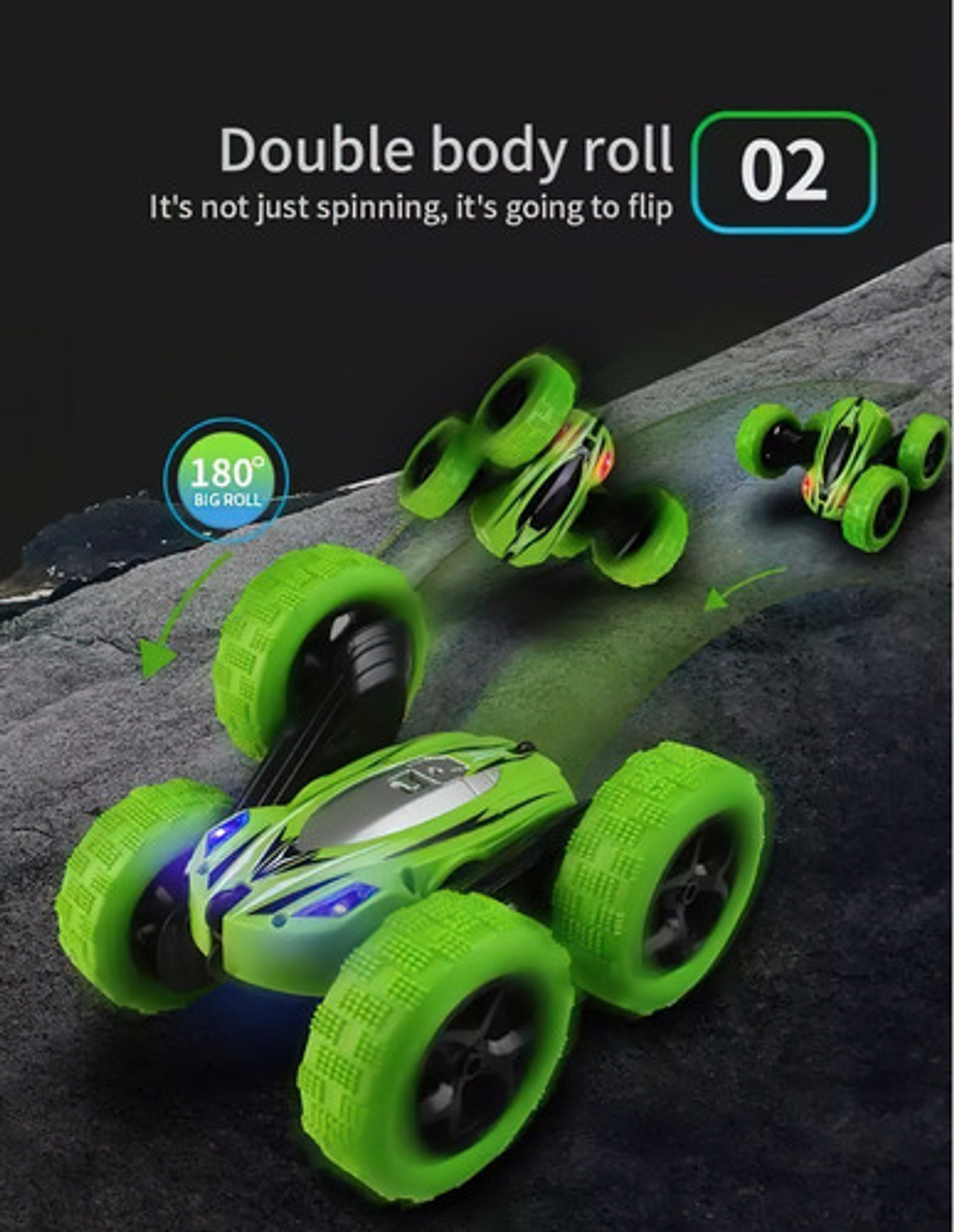 Carro Acrobacia Doble Cara 360° Rotación Con Control Remoto  18