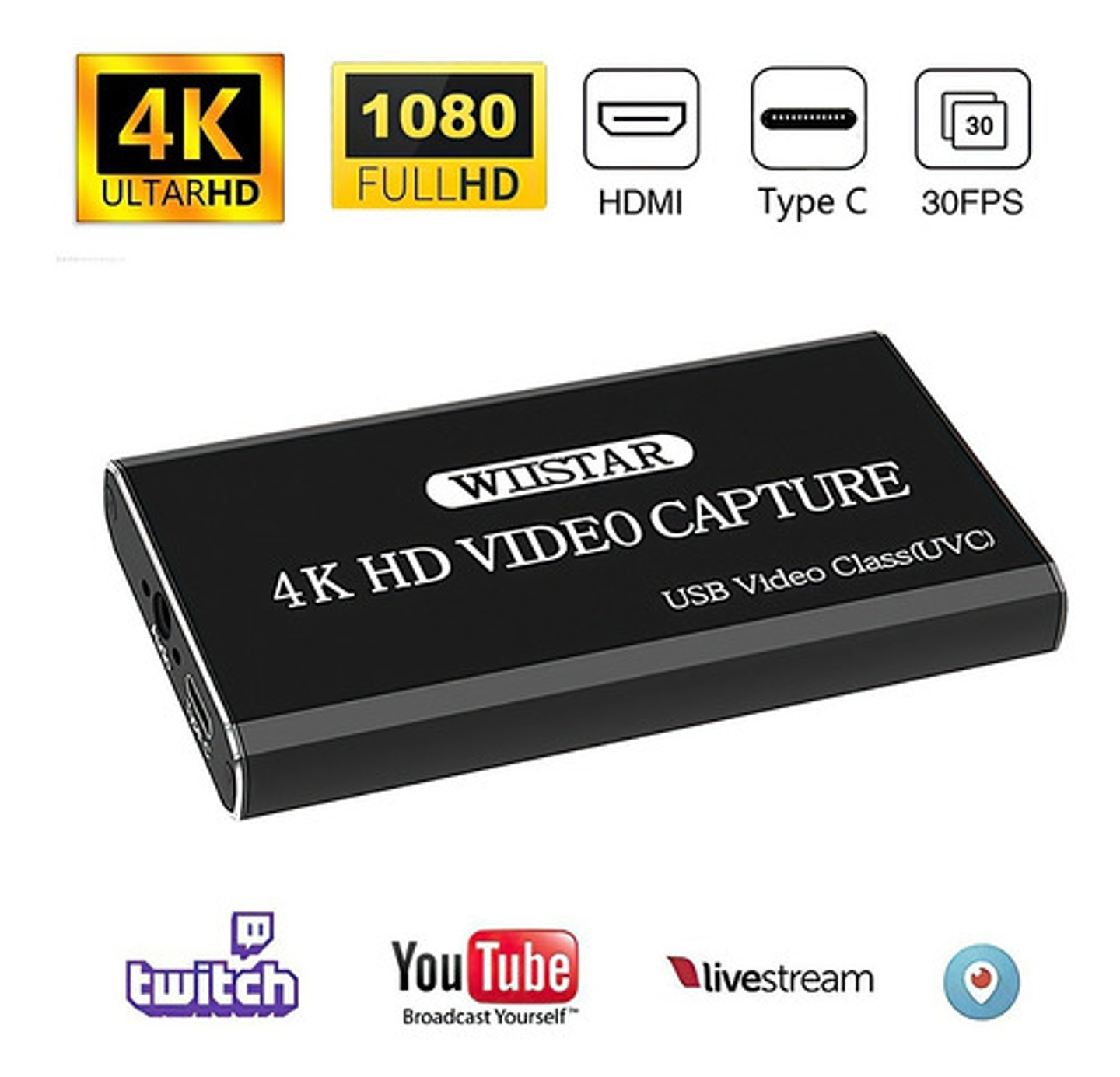 Tarjeta Capturadora De Video Usb 3.0 A Hdmi, 4k Tipo C 2
