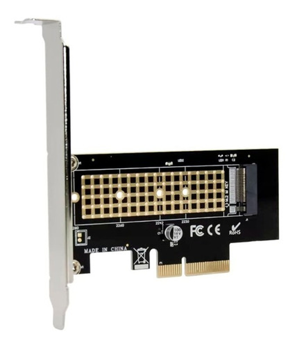 Tarjeta Vertical Adaptador Ssd M.2 Nvme Pcie X4 Con Soportes 3
