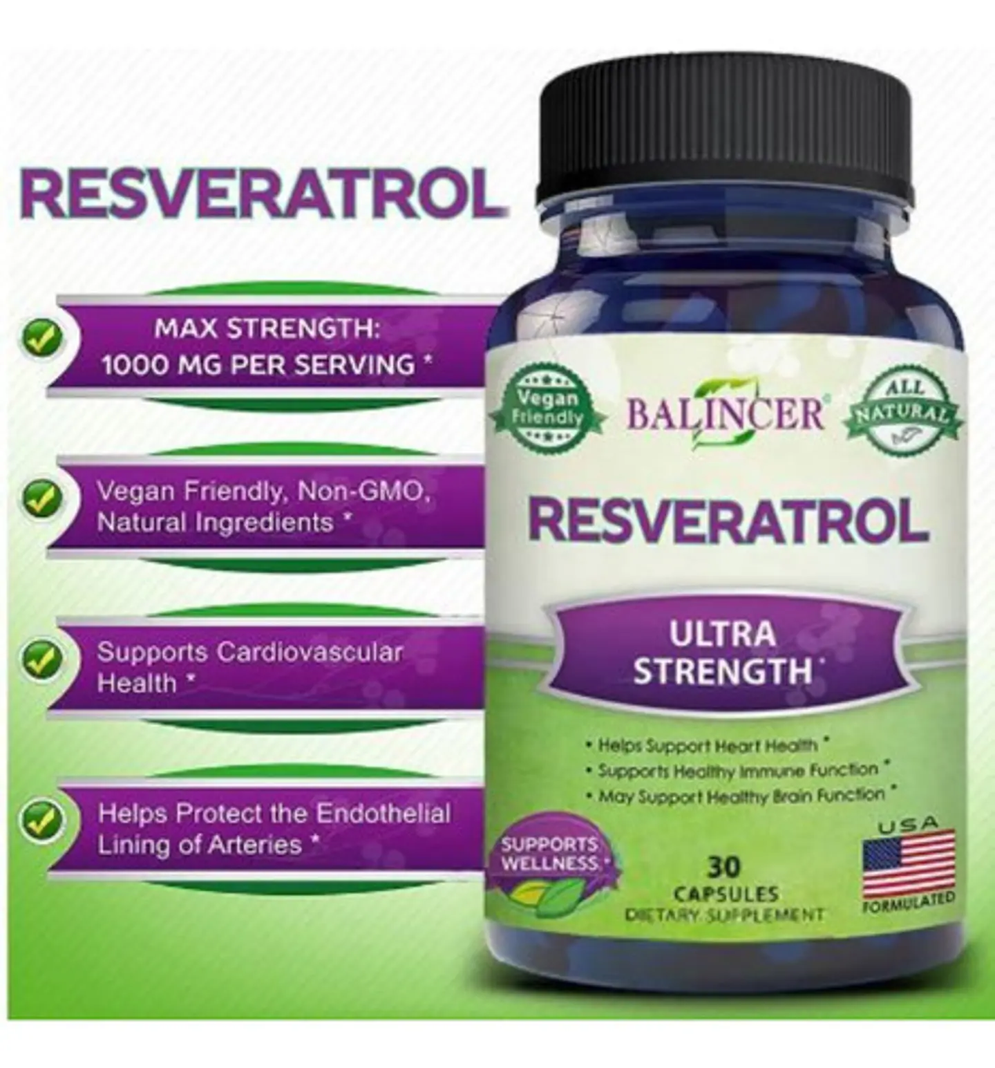 Resveratrol Complejo Salud Cardio/Inmunológica 1000Mg 30 Cap 3