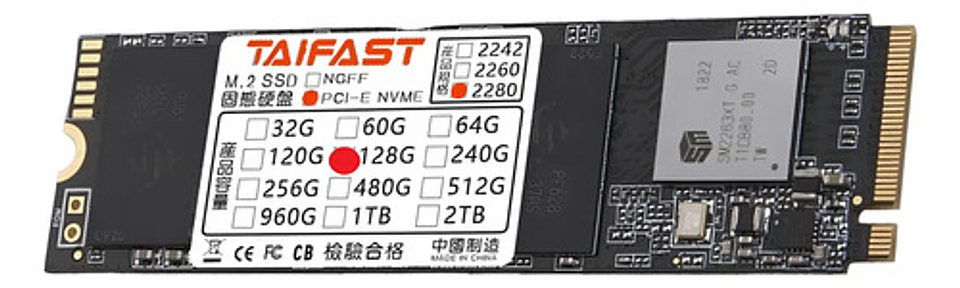 Disco Sólido Ssd M.2 Nmve Taifast De 128gb Pcie Tlc 1