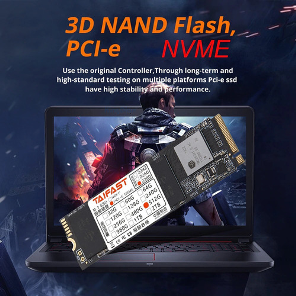 Disco Sólido Ssd M.2 Nmve Taifast De 128gb Pcie Tlc 7
