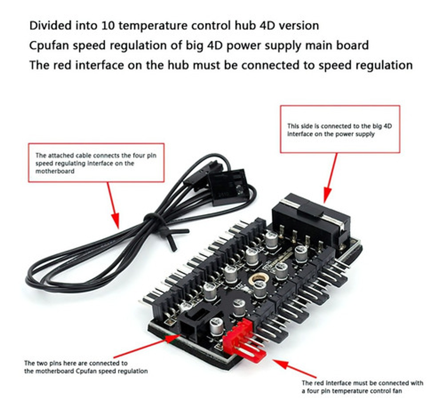 Hub Controlador De Velocidad De Ventiladores  Pc 1 A 10 Vías 5