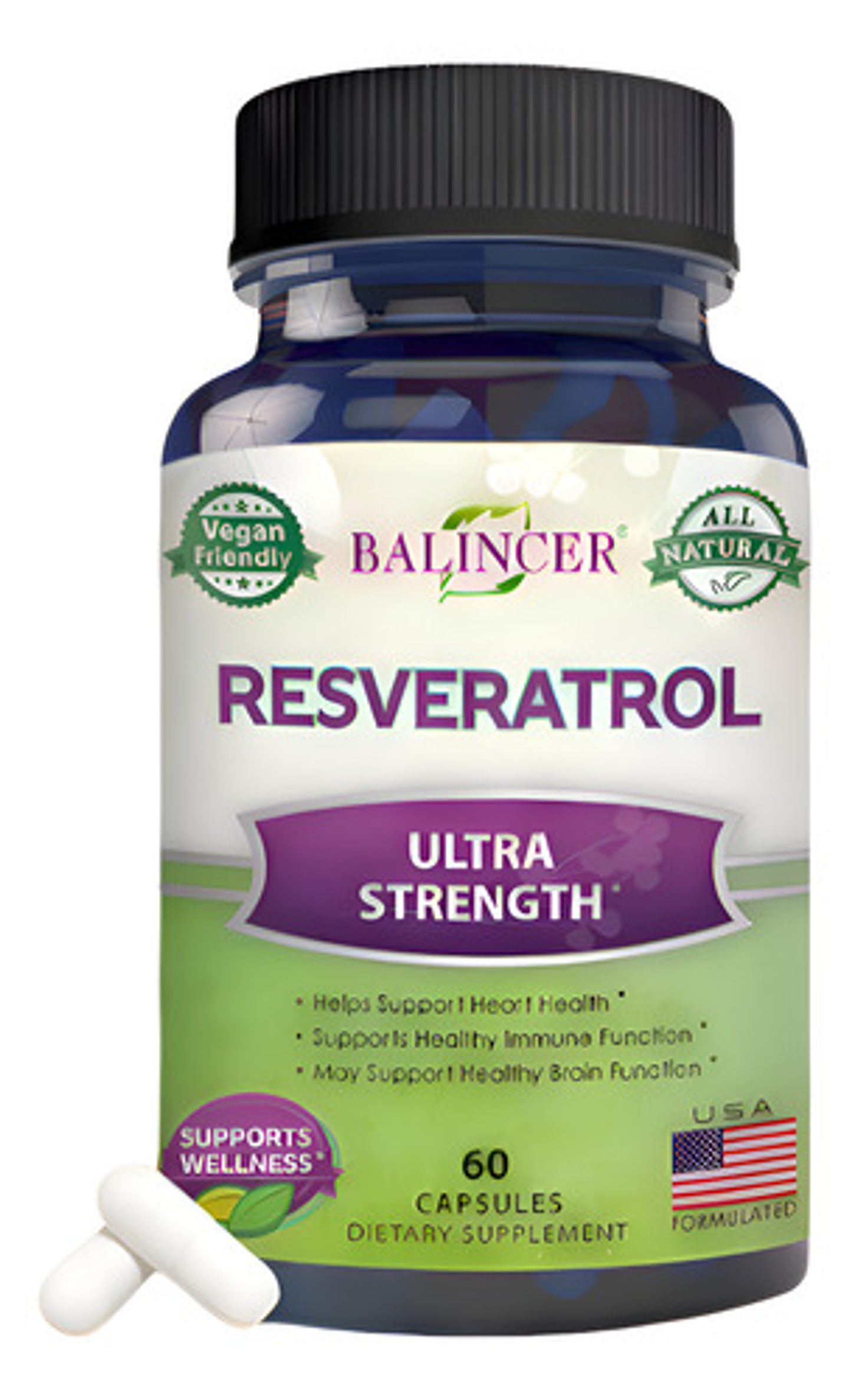Resveratrol 500mg Cardio-poder Antioxidante 60 Cápsulas 1