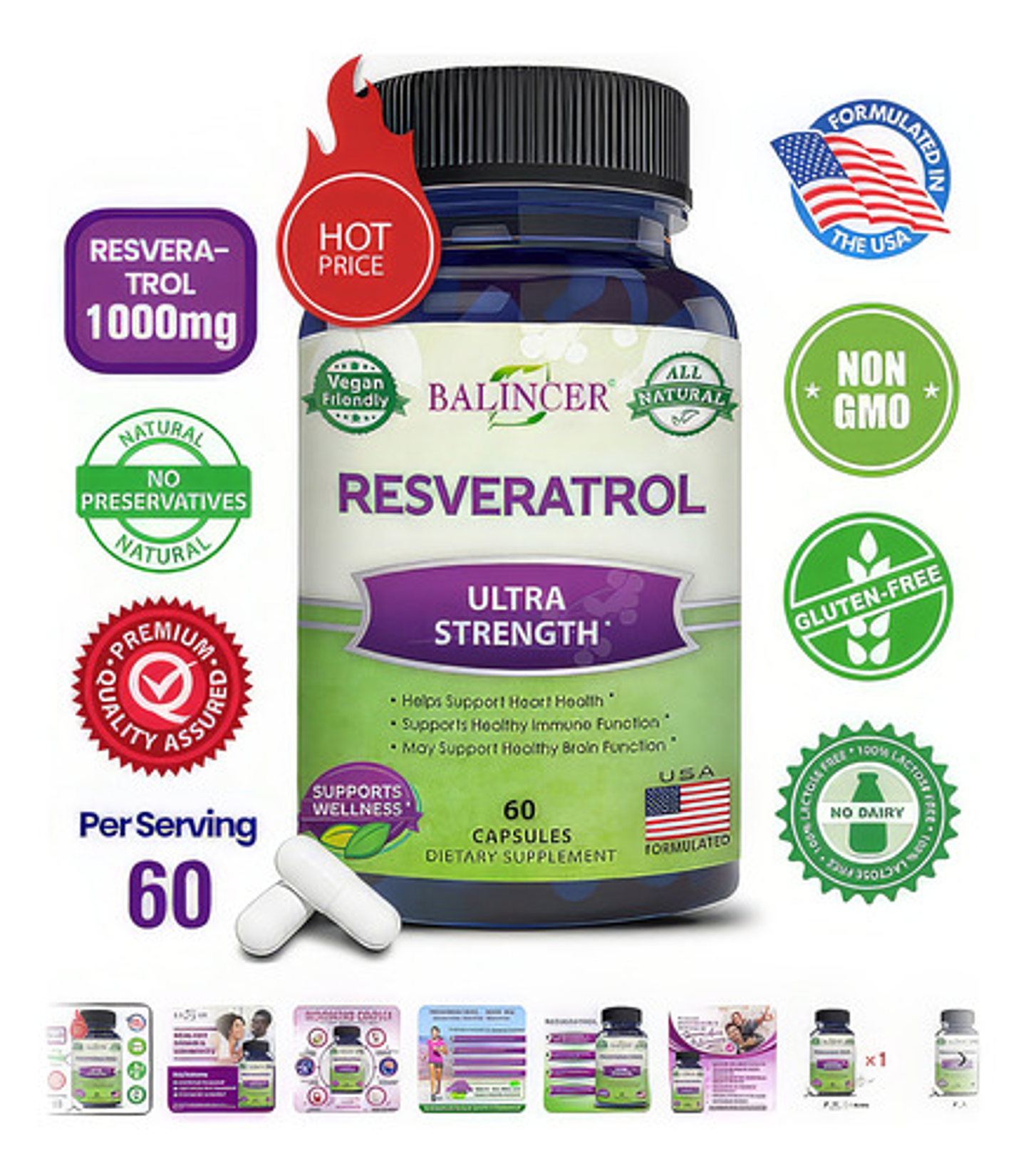 Resveratrol Antioxidante Original Botella De 60 Cápsulas 3