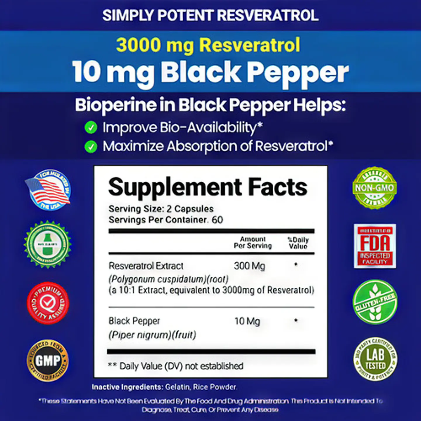 Resveratrol 3000 Mg 120 Cápsulas Original 2