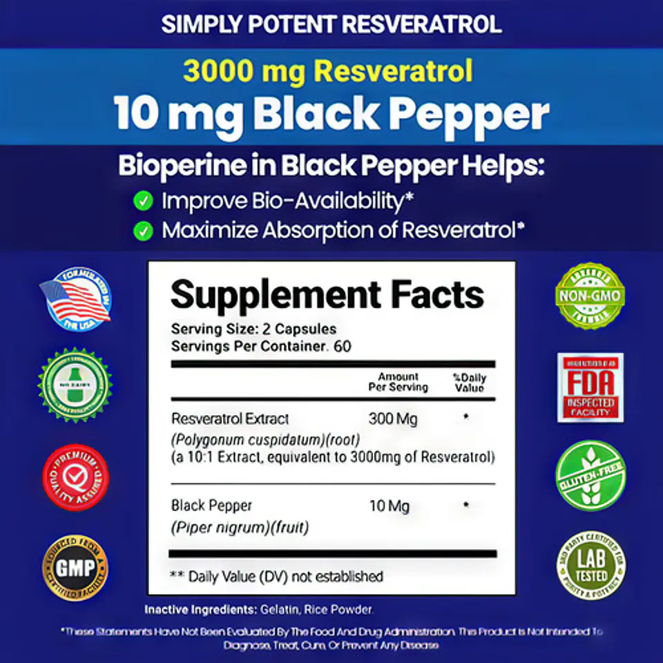 Resveratrol 3000 Mg 120 Cápsulas Original 2