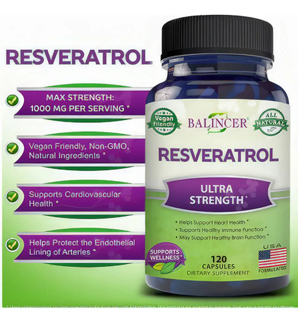 Resveratrol Cardio-Poder Antioxidante 120 Cápsulas De 500Mg 2