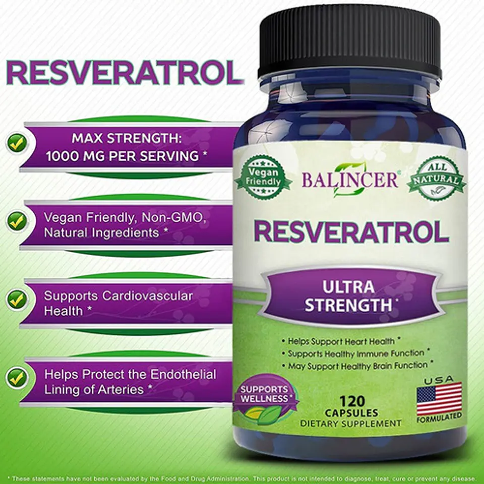 Resveratrol 500Mg Cápsulas Balincer Libre De Gluten Y Vegano 120 Unidades 4