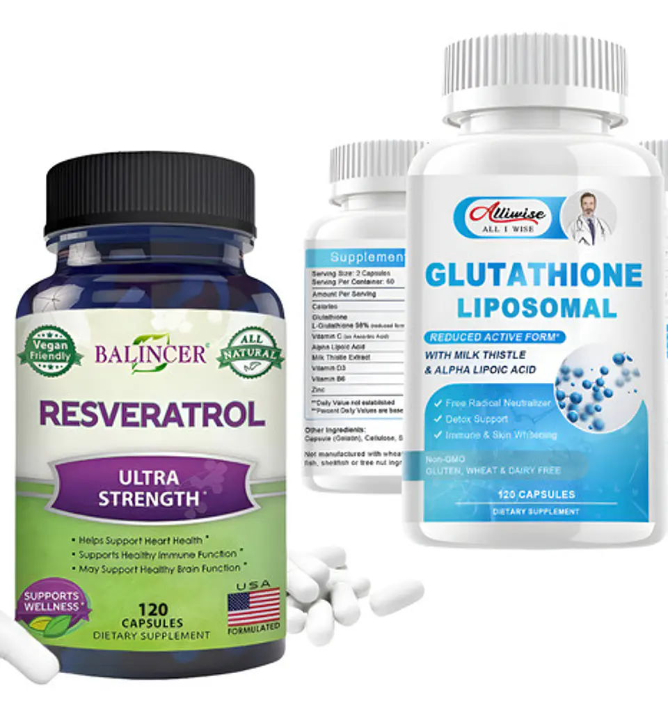 Pack Resveratrol 1000Mg Y Glutation Liposomal 1000Mg 240 Cáp 1