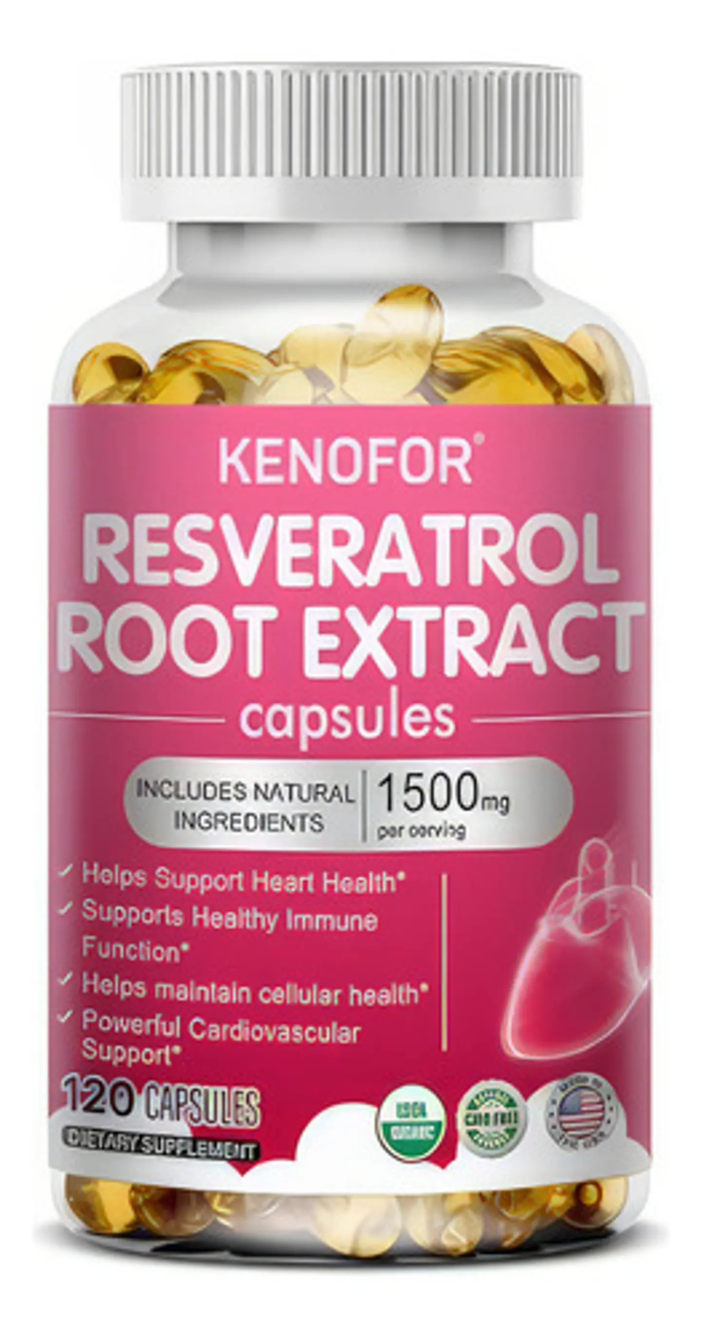 Kenofor Resveratrol 1500Mg Antioxidante Cápsulas Veganas Sin Sabor 120 Cap 1